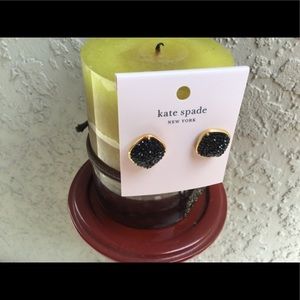 KATE SPADE BLACK AND GOLD SPADE STUDS EARRINGS